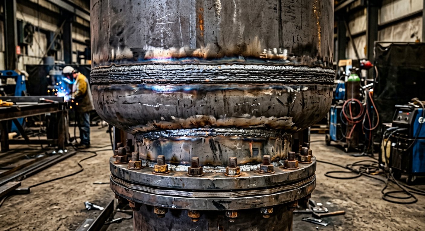 Welded ASME pressure vessel in the fabrication shop