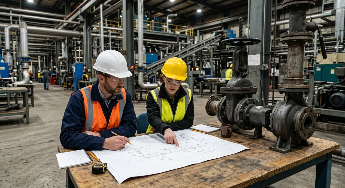 Field engineer commissioning industrial equipment